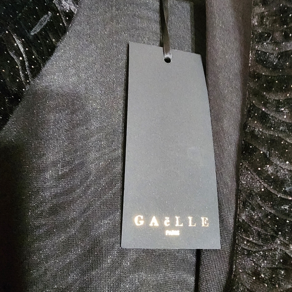 GAëLLE Paris velvet black polka-dot long dress - Picture 6 of 15